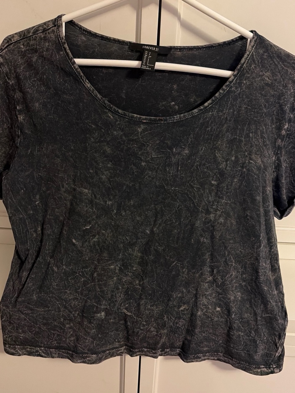 Forever 21 Black Mineral Wash Short Sleeve Scoop Neck Tee